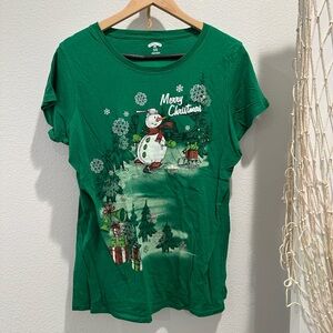 Holiday Time Green Merry Christmas T-Shirt size XL